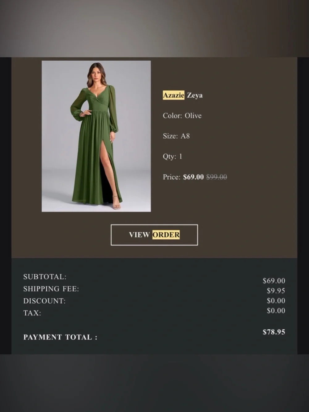 Azazie Zeya Olive Green Bridemaids Dress - Picture 4 of 4